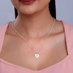 Silver Personalised Heart Initial Pendant With Link Chain