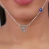 Silver Personalised Hindi Initial Evil Eye Necklace