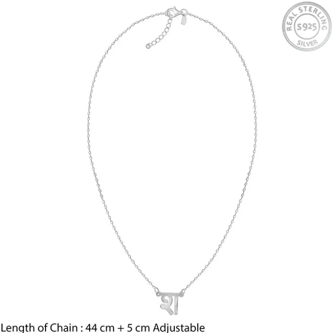 Silver Personalised Hindi Initial Evil Eye Necklace