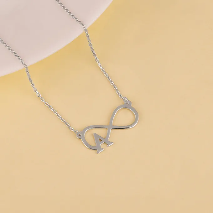Silver Personalised Infinity Initial Necklace