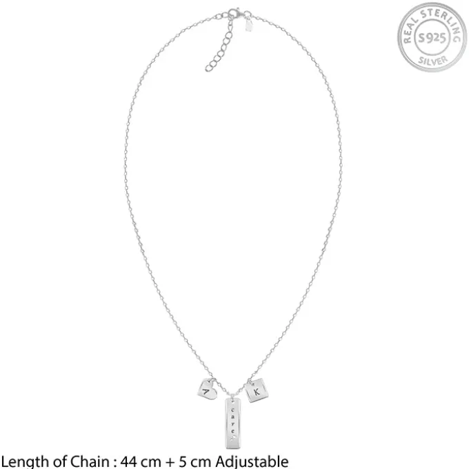 Silver Personalised Initial Charm Pendant With Link Chain