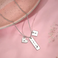 Silver Personalised Initial Charm Pendant With Link Chain