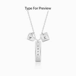 Silver Personalised Initial Charm Pendant With Link Chain