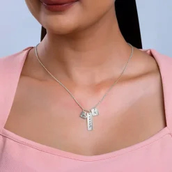 Silver Personalised Initial Charm Pendant With Link Chain