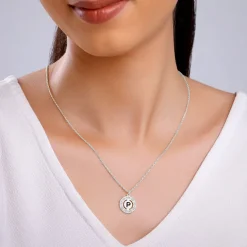 Silver Personalised Initial Grace Pendant with Link Chain