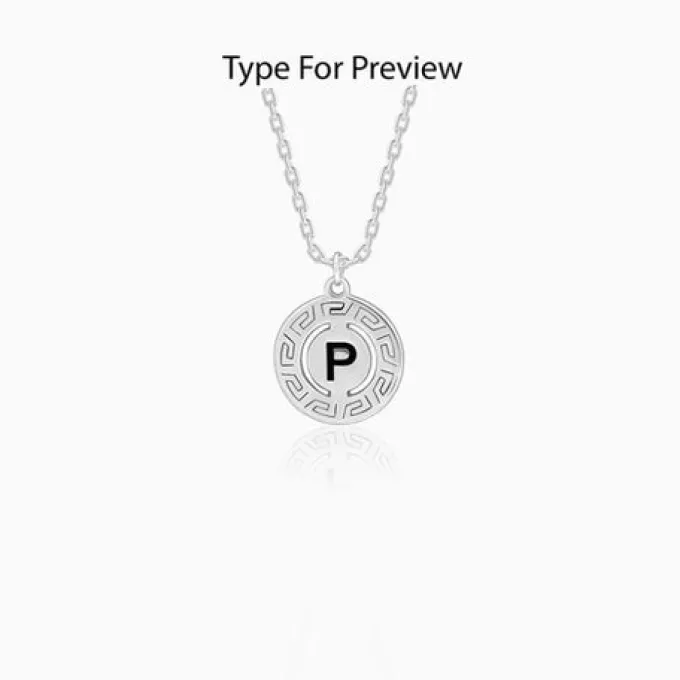 Silver Personalised Initial Grace Pendant with Link Chain