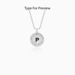Silver Personalised Initial Grace Pendant with Link Chain