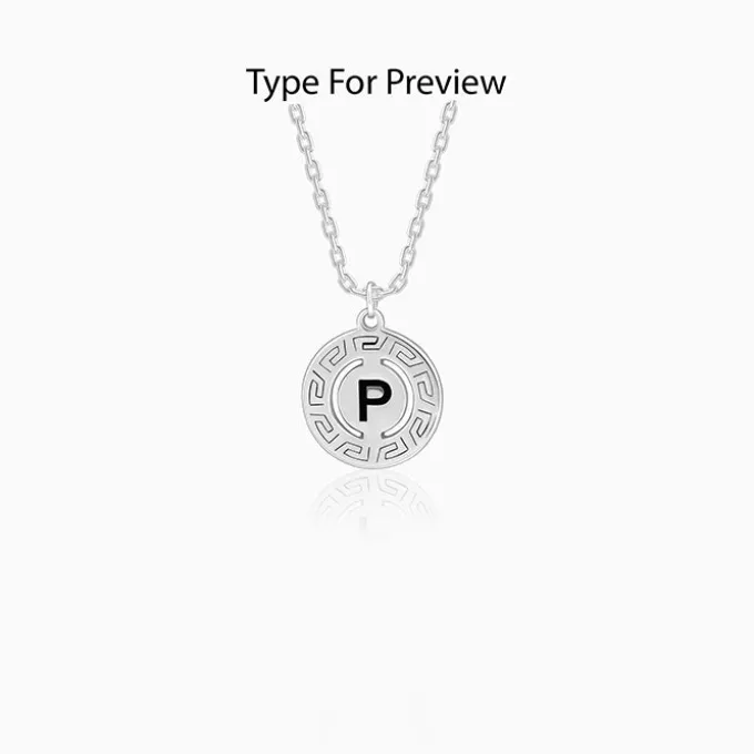 Silver Personalised Initial Grace Pendant with Link Chain