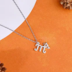 Silver Personalised Initial Wings Pendant