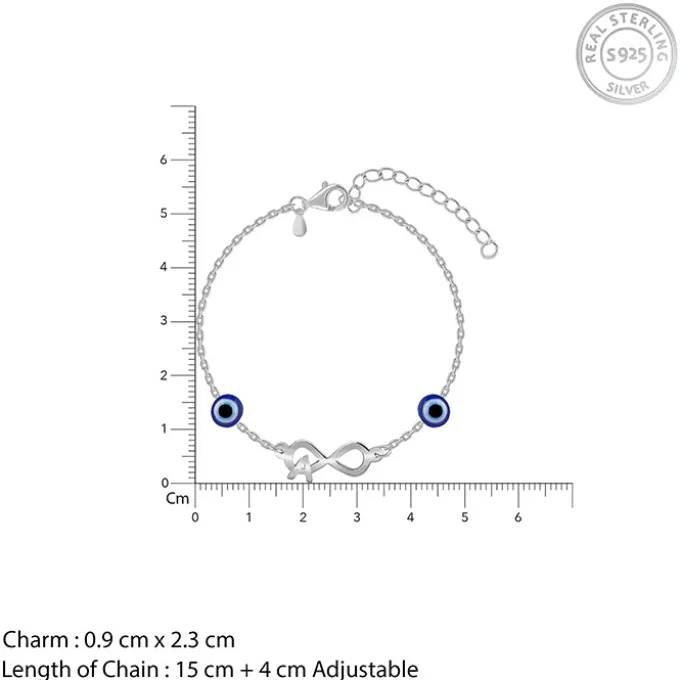 Silver Personalised Initial Nazar Bracelet