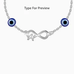 Silver Personalised Initial Nazar Bracelet