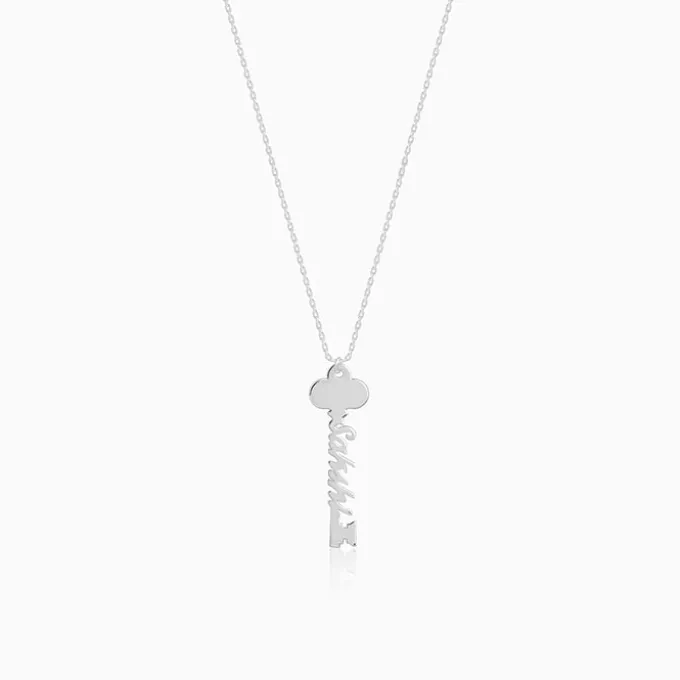 Silver Personalised Key Pendant