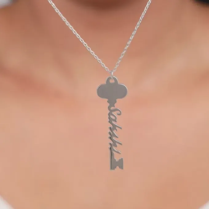 Silver Personalised Key Pendant