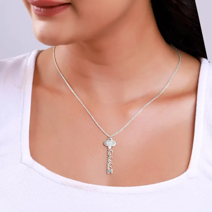 Silver Personalised Key Pendant