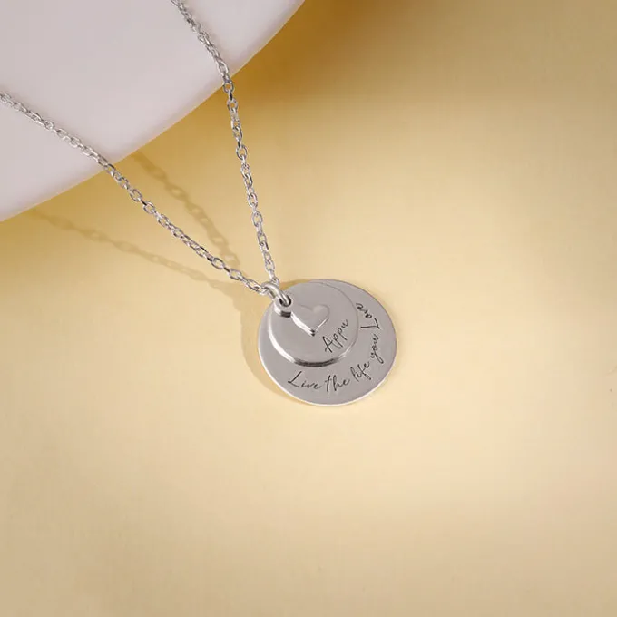 Silver Personalised Layered Coins Name Necklace