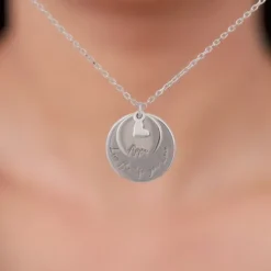 Silver Personalised Layered Coins Name Necklace