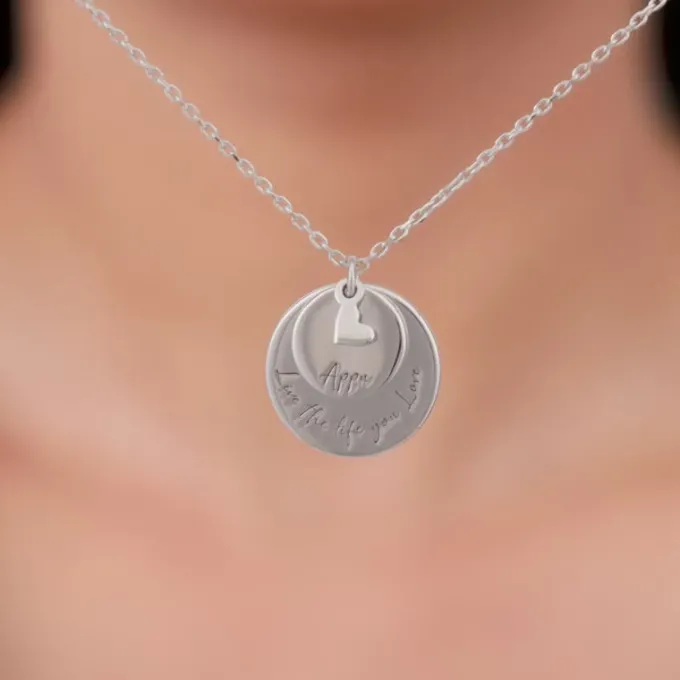Silver Personalised Layered Coins Name Necklace
