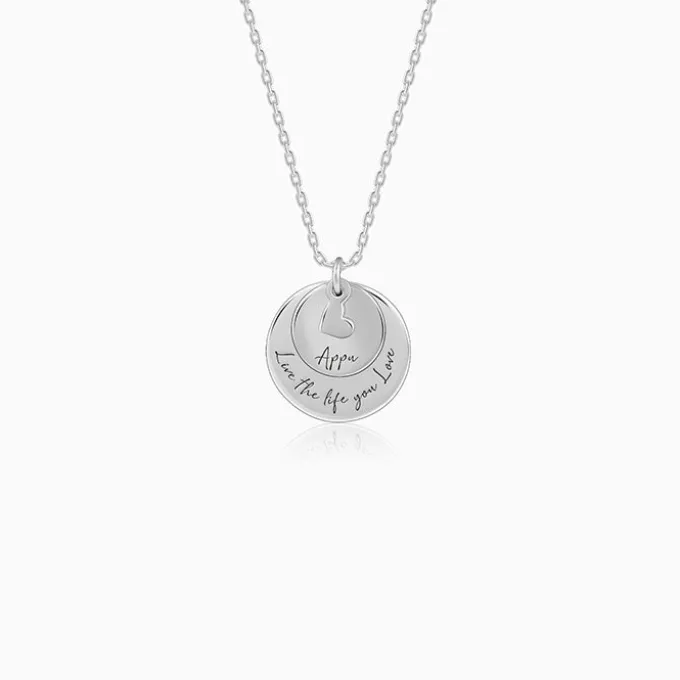 Silver Personalised Layered Coins Name Necklace