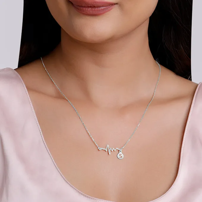 Silver Personalised Lifeline Initial Necklace