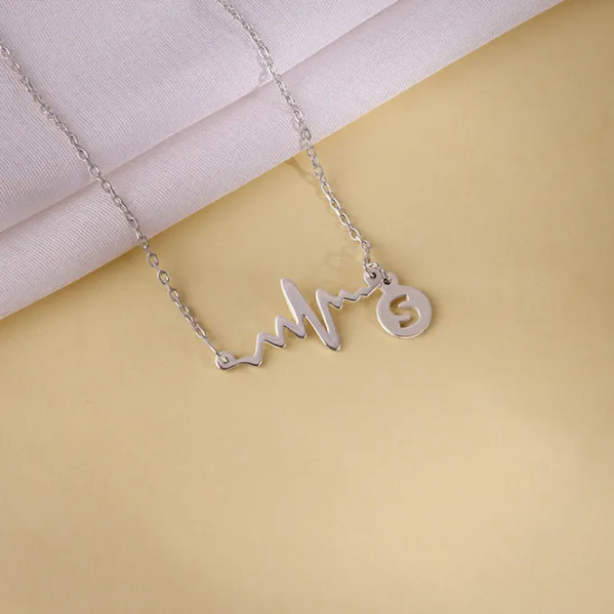 Silver Personalised Lifeline Initial Necklace