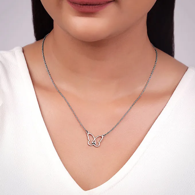 Silver Personalised Like a Butterfly Necklace