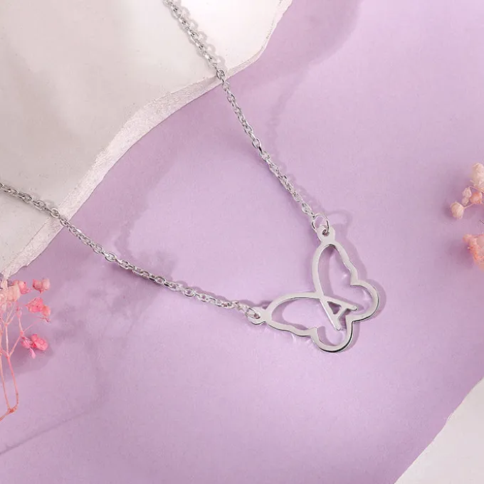 Silver Personalised Like a Butterfly Necklace