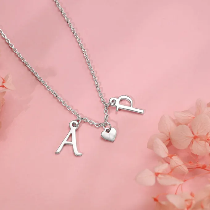 Silver Personalised Love Initials Necklace