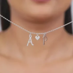 Silver Personalised Love Initials Necklace