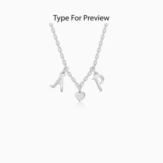 Silver Personalised Love Initials Necklace