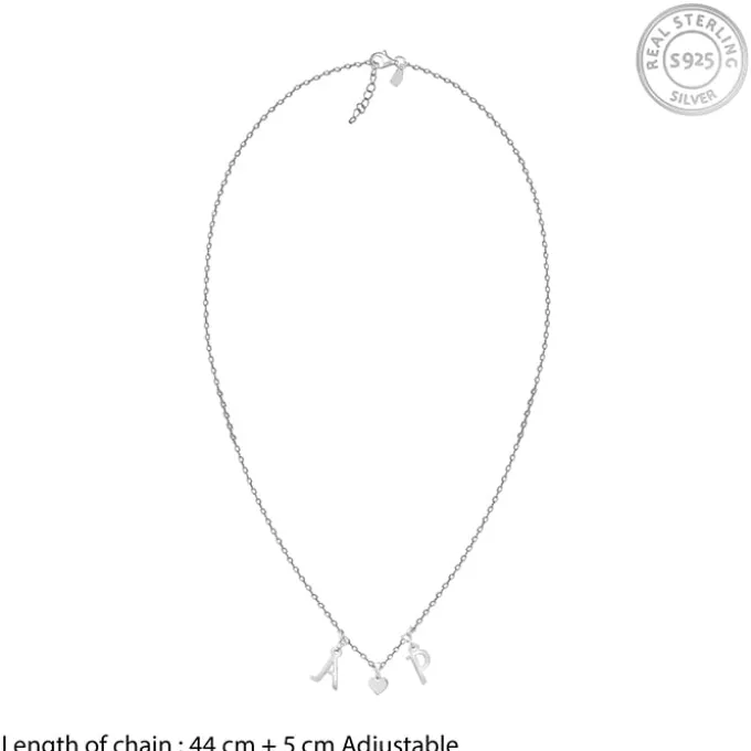 Silver Personalised Love Initials Necklace