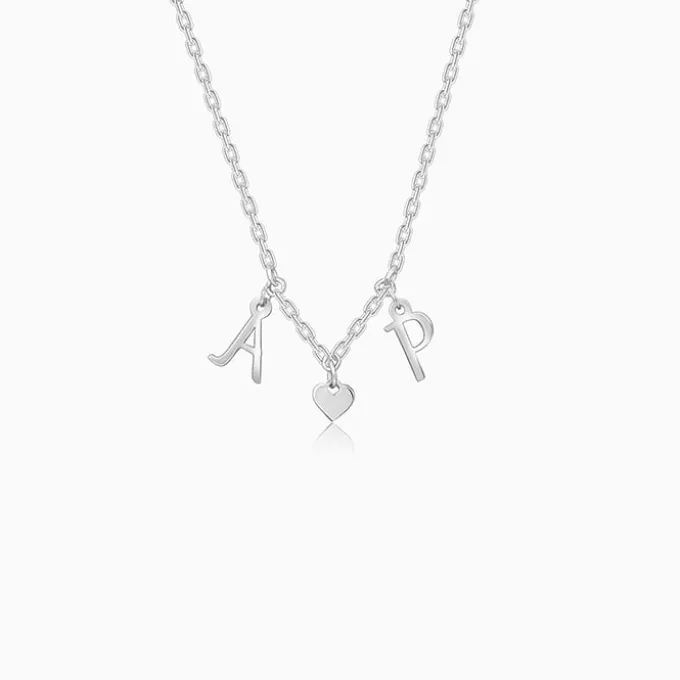 Silver Personalised Love Initials Necklace