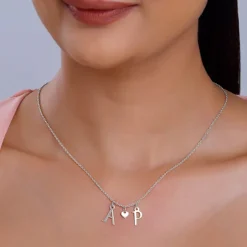 Silver Personalised Love Initials Necklace