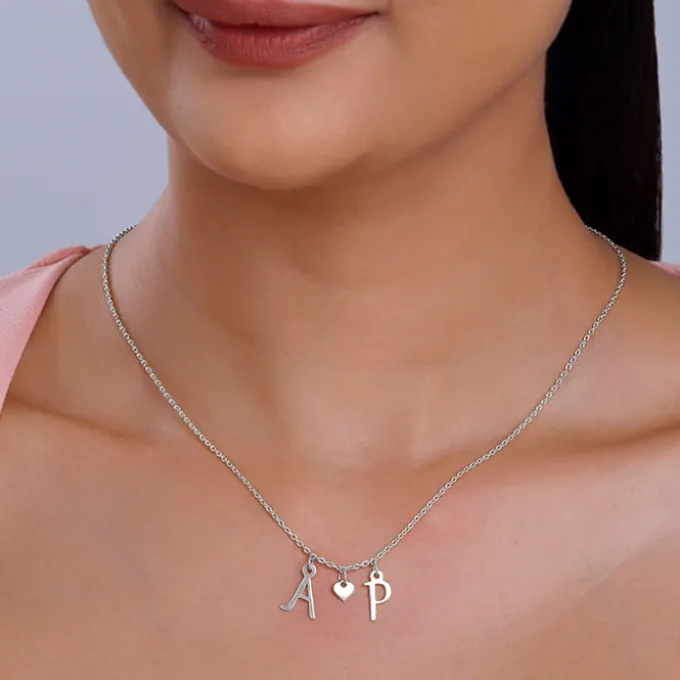 Silver Personalised Love Initials Necklace
