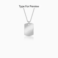 Silver Personalised Military Dog Tag Pendant with Box Chain For Him