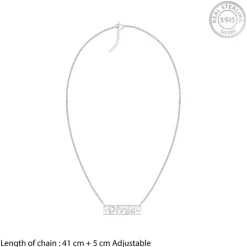 Silver Personalised Name Engraved with Love Necklace