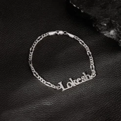 Silver Personalised Name Bracelet For Him