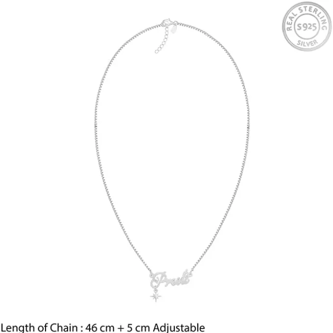 Silver Personalised Name Star Charm Necklace