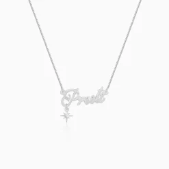 Silver Personalised Name Star Charm Necklace