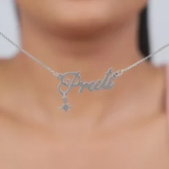 Silver Personalised Name Star Charm Necklace