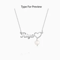 Silver Personalised Pearl Heart Necklace
