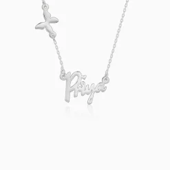 Silver Personalised Pretty Butterfly Necklace