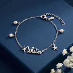 Silver Personalised Pretty Starfish Bracelet