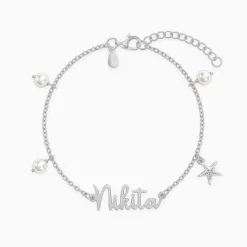 Silver Personalised Pretty Starfish Bracelet