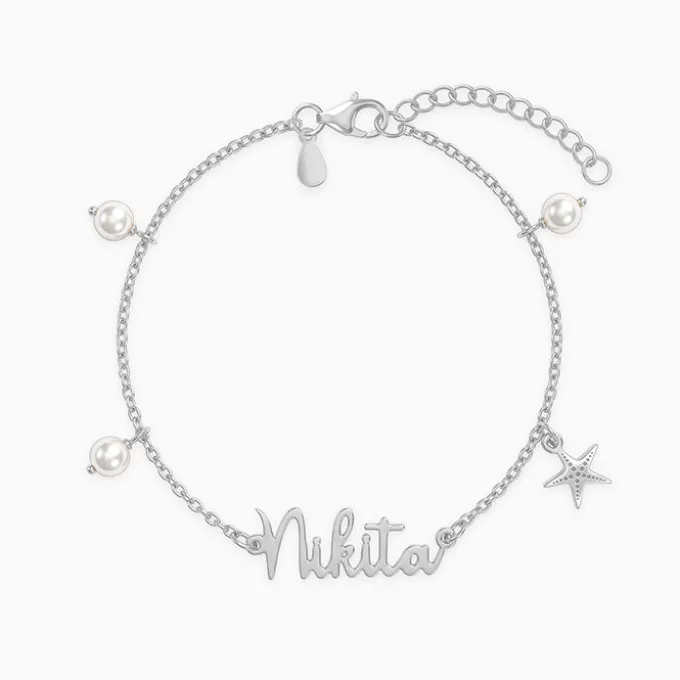 Silver Personalised Pretty Starfish Bracelet