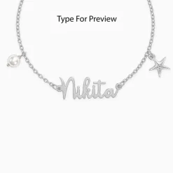 Silver Personalised Pretty Starfish Bracelet
