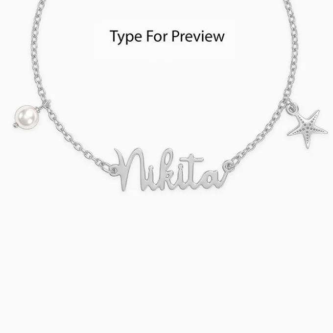 Silver Personalised Pretty Starfish Bracelet