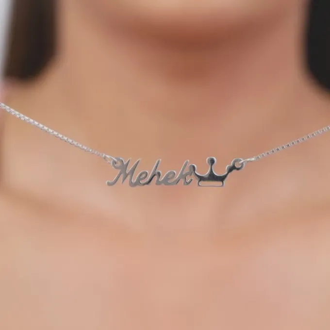 Silver Personalised Queen Necklace
