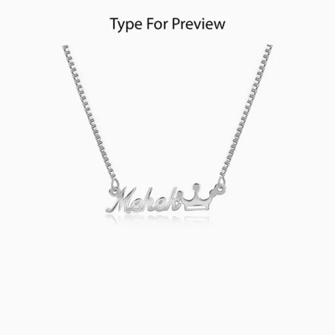 Silver Personalised Queen Necklace