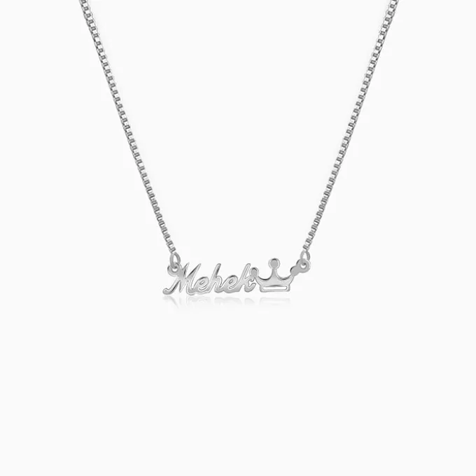 Silver Personalised Queen Necklace