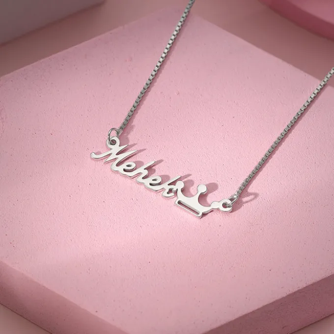 Silver Personalised Queen Necklace
